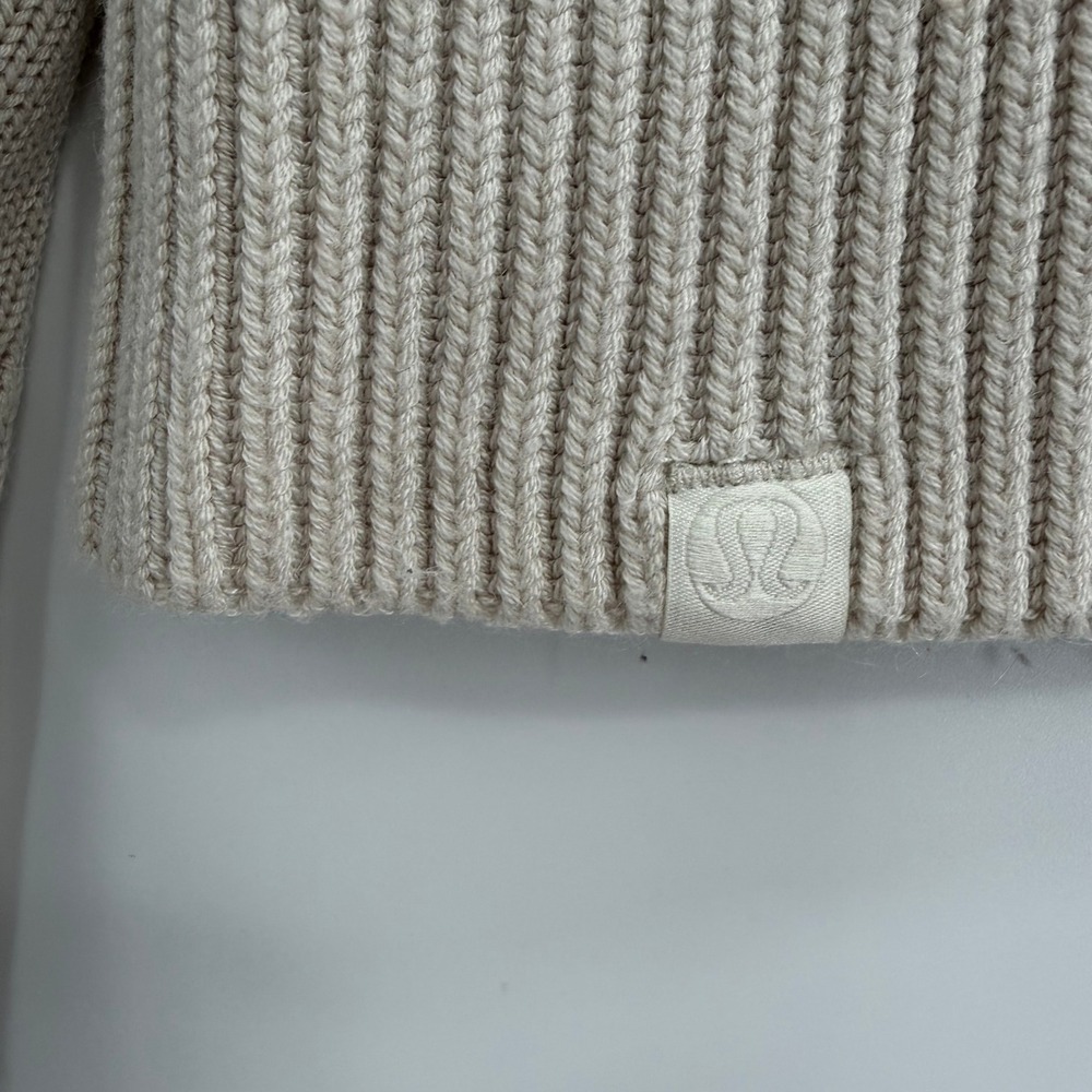 Lululemon Double Knit Sweater Hoodie Size XS/S Cashmere Blend Pullover Cream - Picture 4 of 7